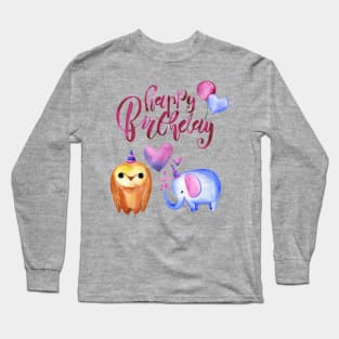 Happy Birthday little owl Long Sleeve T-Shirt